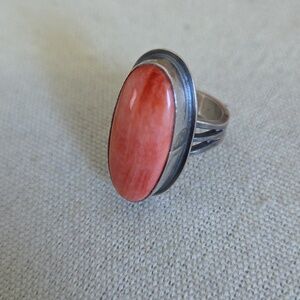 Navajo Tony Yazzie Spiny Oyster Sterling Silver Ring